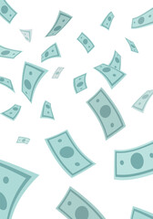 Vector Illustration with money falling from above isolated on transparent background.