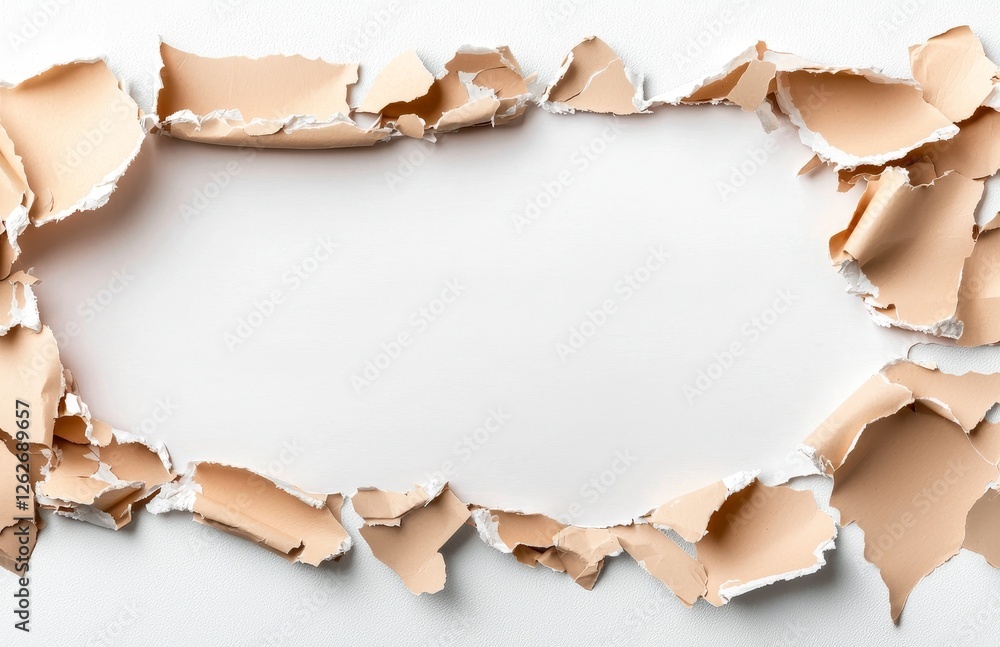Poster white torn paper fragment for use in graphic design and holi art