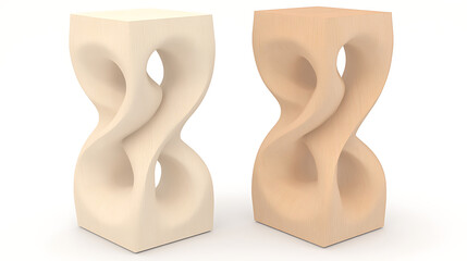 Elegant Wooden Pedestal Tables with a Unique Twisted Design for Modern Interior D?cor Aesthetics