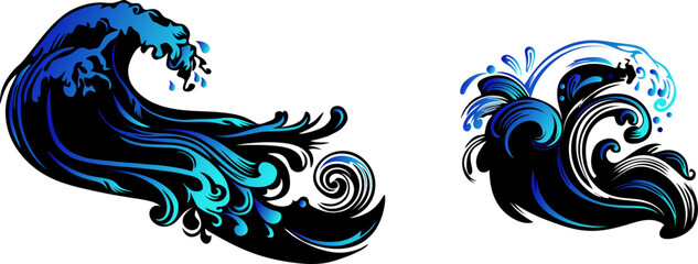 Abstract Ocean Waves: Dynamic Swirls and Vibrant Colors