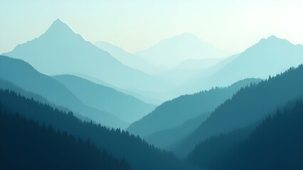 Fototapeta premium AI GENERATE, Mountain landscape with soft gradient from deep blue. purpose for background. 