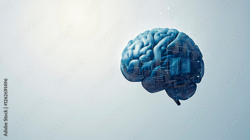 Poster digital brain concept showcasing artificial intelligence, machine learning, and innovative technolog
