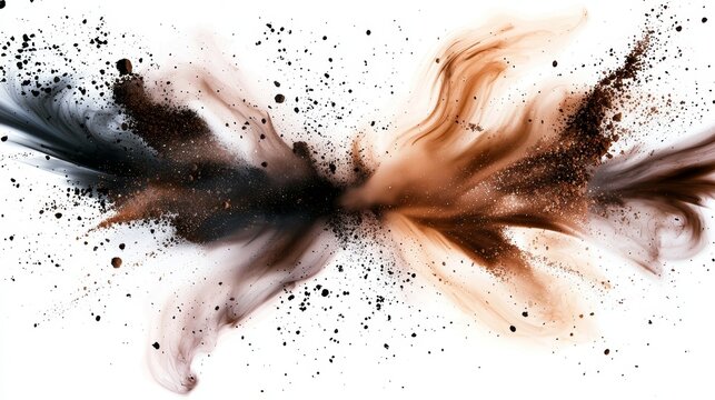 Isolated image of falling rocks and dust on a transparent background