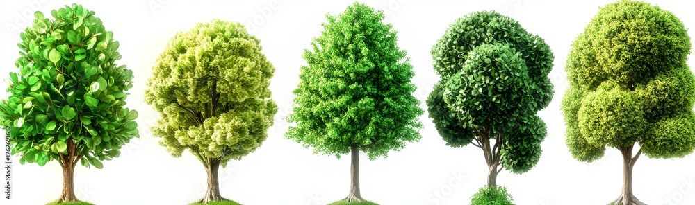 Poster 3d rendering of jungle tree shapes cutout background png file