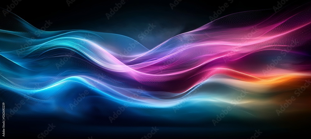 Poster illustration of a modern technology circuit board with a textured background. waves in motion. techn