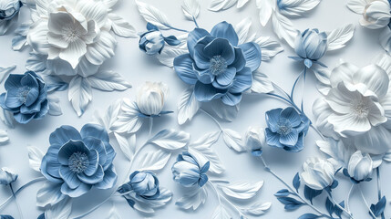 Frozen blue floral pattern with a cool, fresh texture