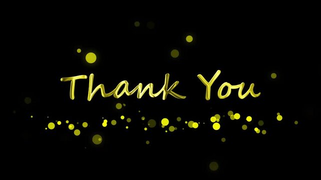 Animated Thank you handwriting golden with particle shiny