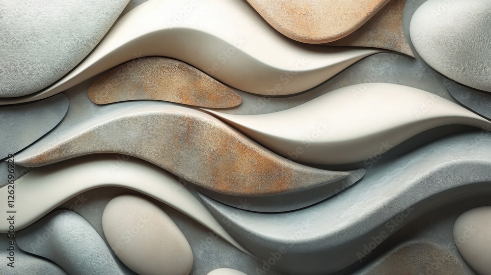 Poster abstract flowing shapes create a textured background with earthy tones