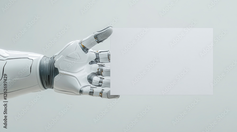 Poster futuristic robotic arm showcasing advanced technology in artificial intelligence and automation, rev