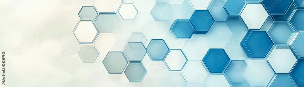 Poster abstract hexagonal pattern on a light background, showcasing modern geometric design, ideal for tech