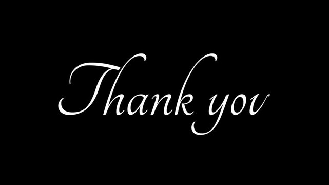 Thank you handwriting text animation on black background