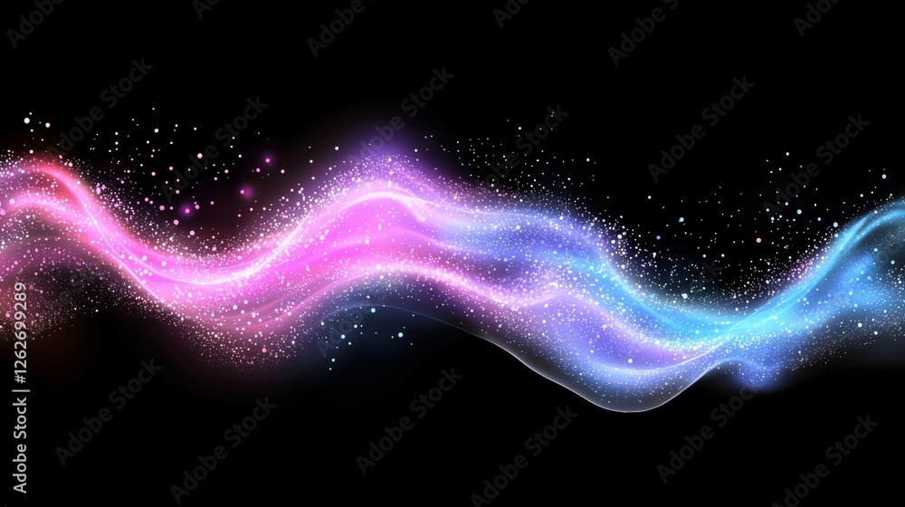 Poster high-speed light effects visualized with colorful trails in an stock image on a black background