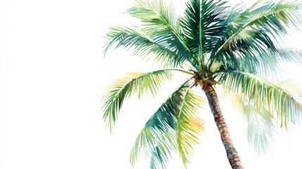 Tropical palm tree, sunny sky, vacation postcard
