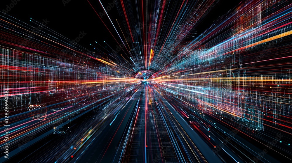 Poster motion-driven colorful light trails on a black backdrop. generated using ai