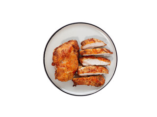 Cooked grilled chicken breast, cut into pieces, die-cut with a translucent background.