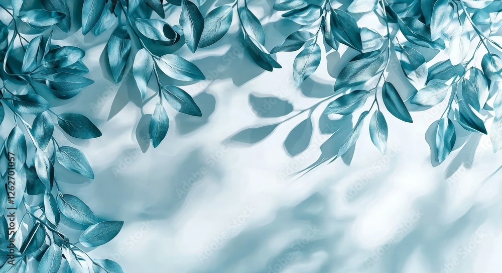 Poster realistic shadow leaves in motion with a sunshade, isolated on a transparent background, 3d renderin