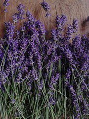 Lavender purple on a wooden background