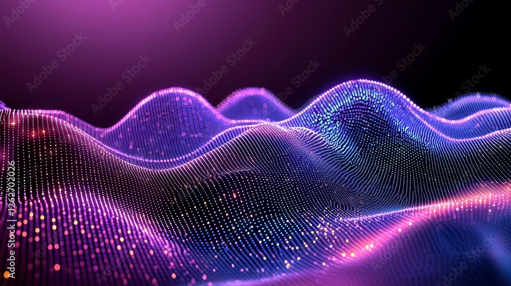 Aufkleber a conceptual abstract background with a purple digital grid and line perspective technology.