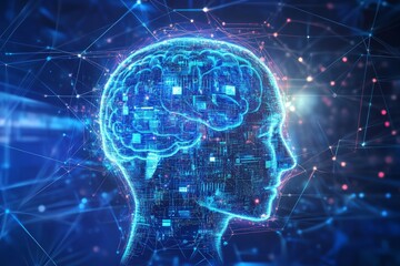 Digital head with brain.