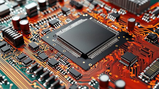 The technology texture is highly detailed, highlighting an AI supercomputer named Chrome, with an extraordinary level of detail in the circuitry, cinematic depth of field, high-contrast lighting, and