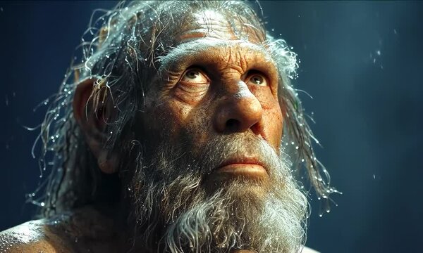 Prehistoric man reconstruction as in museum