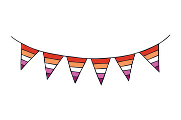 Obraz premium Colorful garland Lesbian pride flag Happy pride day LGBTQ community Pride Month Vector hand drawn doodle for posters, stickers, logo, cards