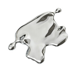 Liquid mercury sculpture metal contemporary isolated on transparent background - Generative AI