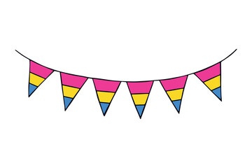 Fototapeta premium Colorful garland Pansexual pride flag Happy pride day LGBTQ community Pride Month Vector hand drawn doodle for posters, stickers, logo, cards