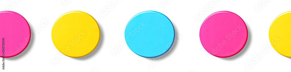 Aufkleber five colorful circles in a row on white background brightly colored round shapes cmyk design element