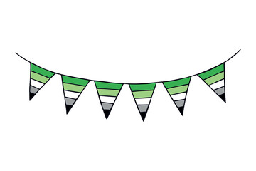 Obraz premium Colorful garland Aromantic pride flag Happy pride day LGBTQ community Pride Month Vector hand drawn doodle for posters, stickers, logo, cards