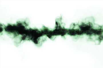 Cyber security themed binary fog with a black and green aesthetic on a clean white background