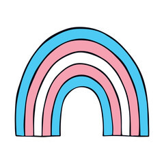 Fototapeta premium Colorful rainbow shape Transgender pride flag Happy pride day LGBTQ community Pride Month Vector hand drawn doodle for posters, stickers, logo, cards