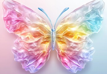 Abstract butterfly form featuring a blur gradient in pastel shades, enhanced with Y2K style accents, suitable for social media graphics, banners, and posters, offered as a PNG with transparency
