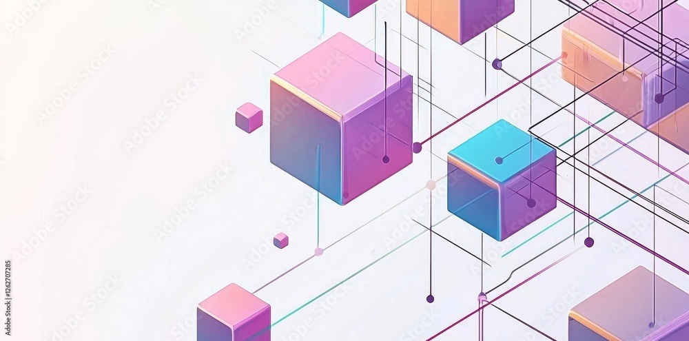 Aufkleber modern technology integrates contemporary illustrations with a square grid. a technology banner temp
