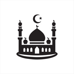 vector of black silhouette of mosque
