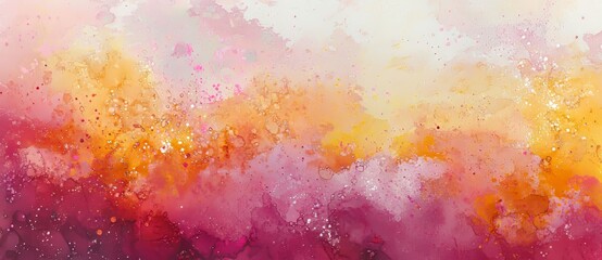 Fototapeta premium A gentle watercolor illustration with a pink and yellow gradient.