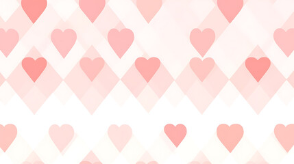 Heart Pattern on Diamond Shapes Subtle Pale Pink Backdrop Romantic Design Element Elegant Decoration