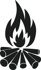 Bonfire Vector – Black Silhouette of Burning Logs