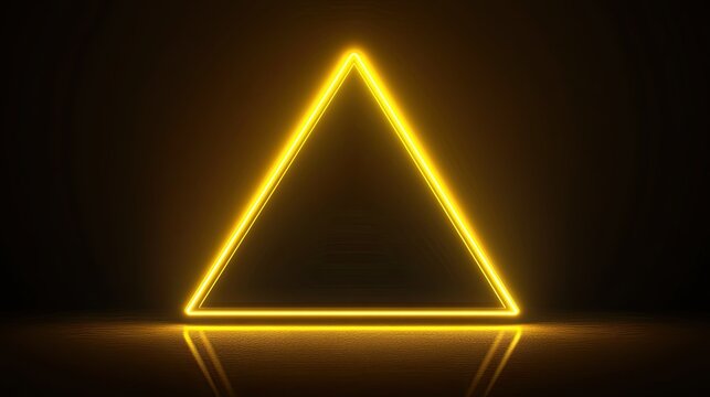 A dark background with yellow neon lines forming an isosceles triangle in the center