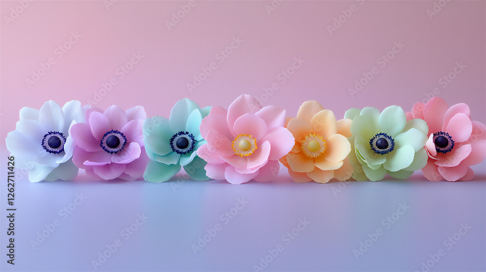 Sticker  pastel anemone bouquet