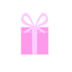 Pink gift box icon with a ribbon, minimalist style, isolated on transparent background