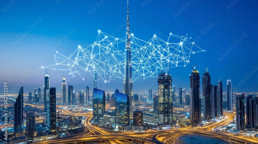 Poster the 5g wireless network, offering high-speed internet, integrates cloud computing and connect diagra