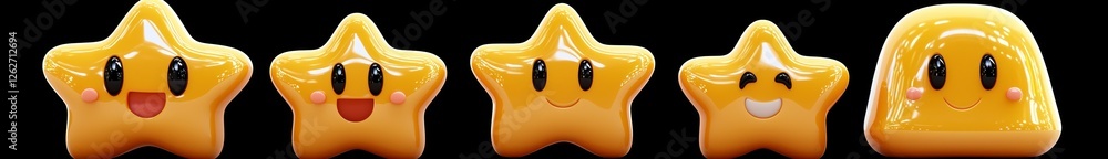 Poster 3d star animation set featuring the rotation of a yellow cartoon game element