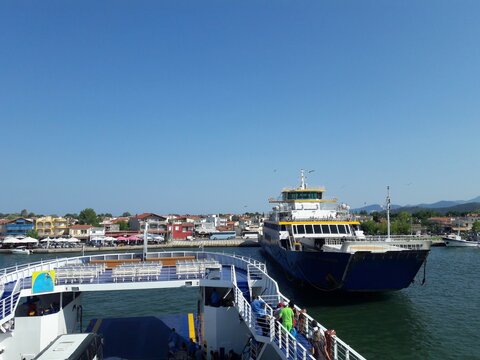 Anfahrt auf den Hafen von Keramoti, Griechenland