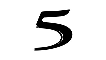 number 5 logo, black isolated silhouette