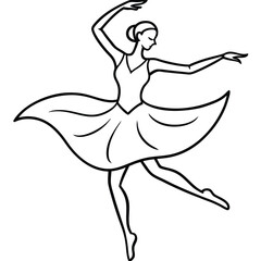 A graceful ballerina in an elegant flowing dress, poised in a ballet pose  