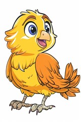 Fototapeta premium Cartoon illustration of a cute yellow canary bird looking happy