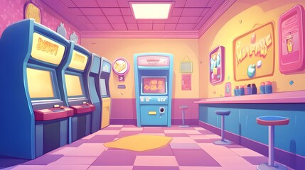 Empty subway station interior in New York with contemporary design and comfortable furniture  game background