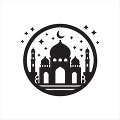 vector of black silhouette of mosque
