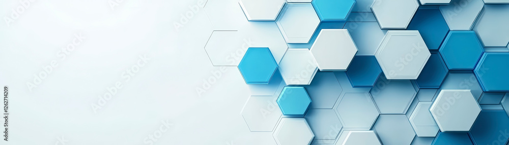 Poster abstract hexagonal pattern background with shades of blue and white. modern geometric design ideal f